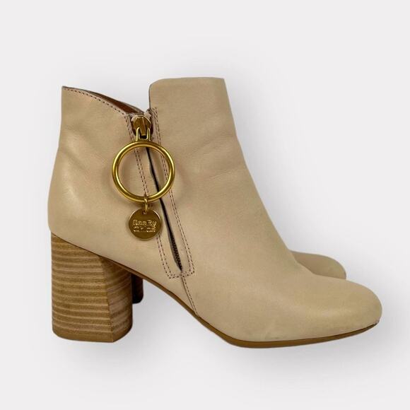 See By Chloe Louise Medium Leather Ankle Bootie Size 36.5 - Picture 5 of 14